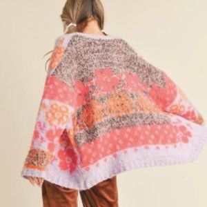 1 LEFT:   FLORAL FLOWER POWER CARDI by Merci NWT
